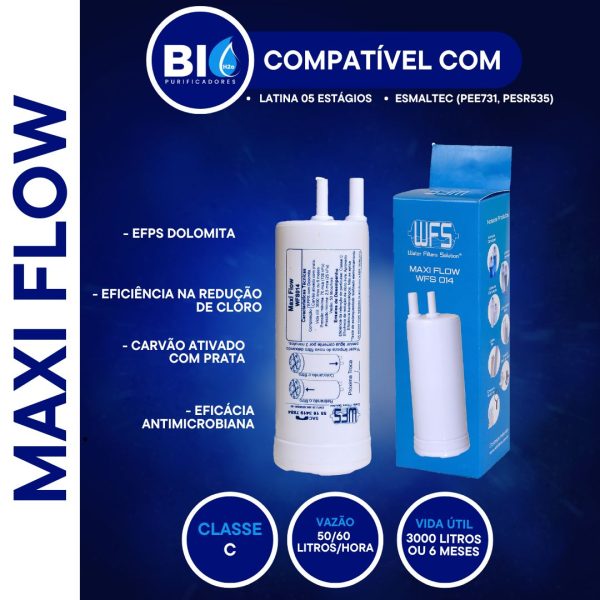 FILTRO REFIL MAXI FLOW - 014 - COMPATÍVEL COM LATINA 5 ESTÁGIOS MAIOR E ESMALTEC(PEE731/PESR35)